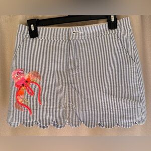 Lilly Pulitzer White and Blue Striped Octopus Women's Skirt Skort Size 0